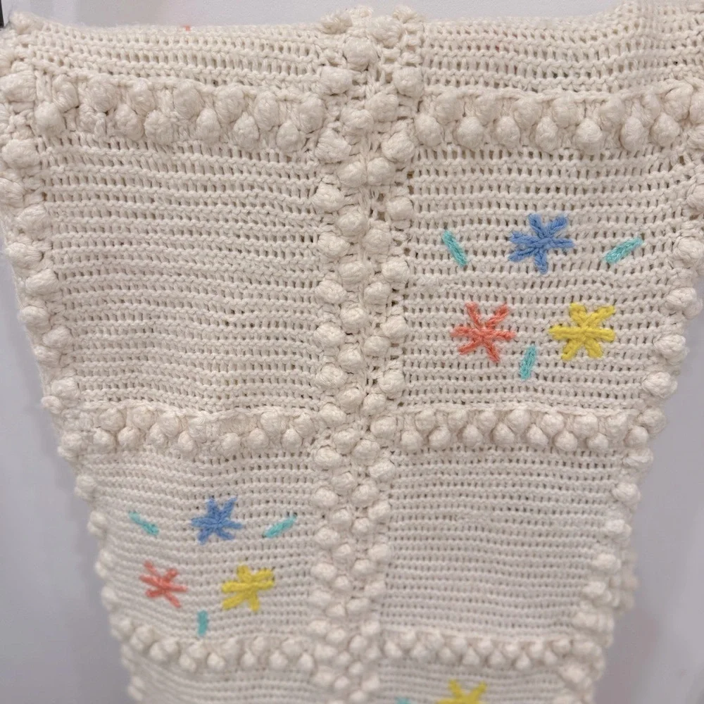 Handmade Crochet Blanket with Colorful Accents